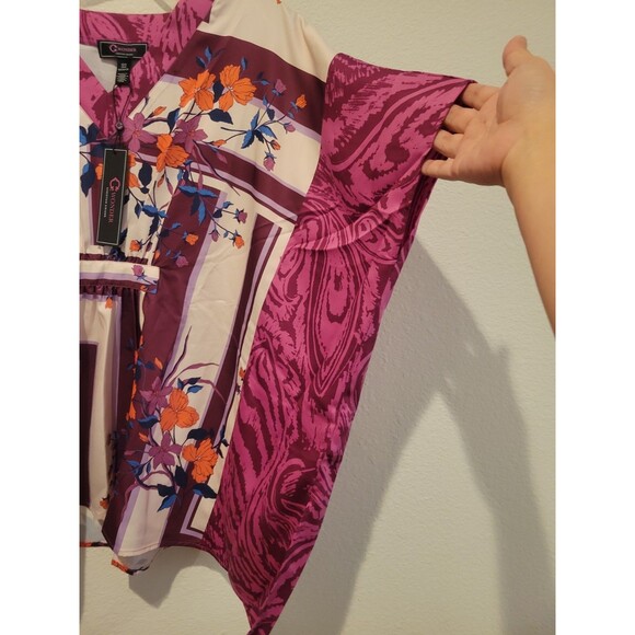 NWT HSN C Wonder Christian Siriano Floral Blouse V Neck Top Very Oversized-XS/S - Picture 3 of 10